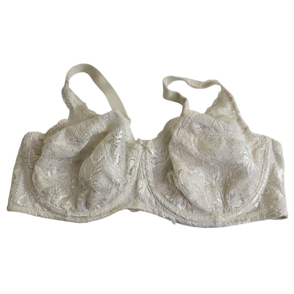Vtg Velmont Woolite Ivory Lace Full Figure Adjustable Underwire Bra Size 38D